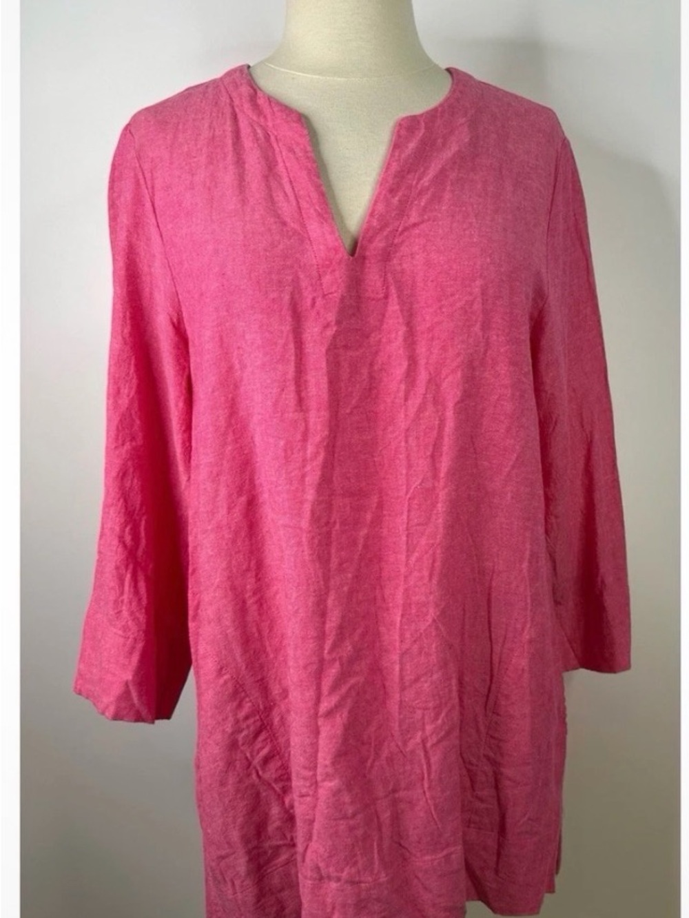 Lands' End Hot Pink Split-Neck Tunic